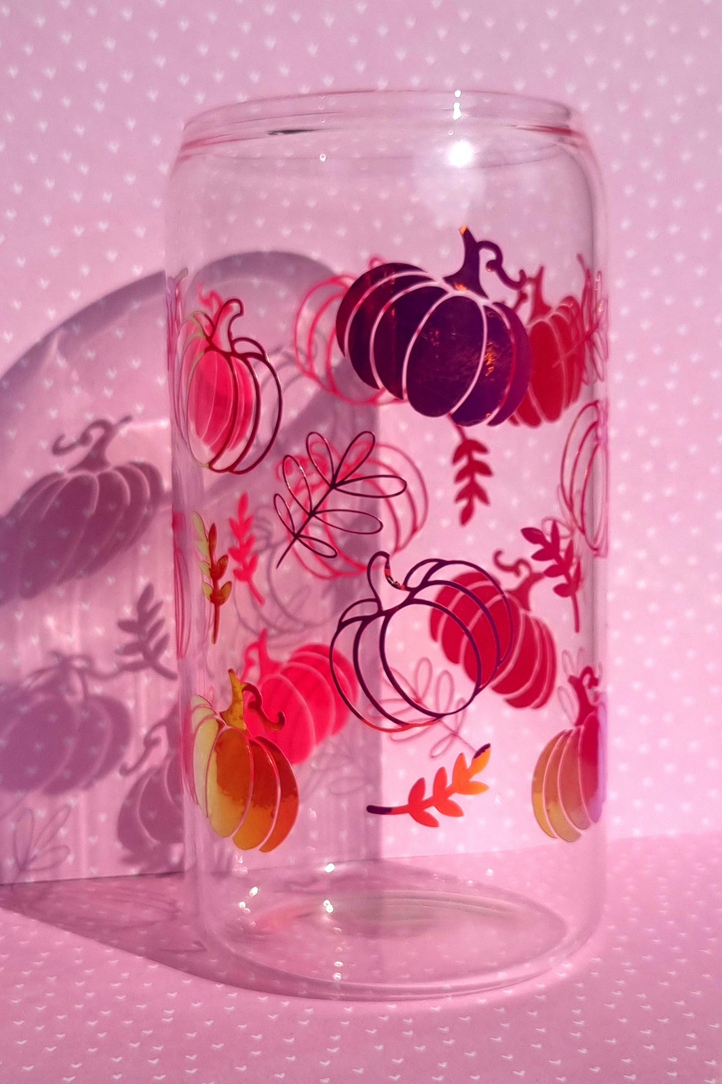 Metallic Pumpkin Print Glass Cup 500ml