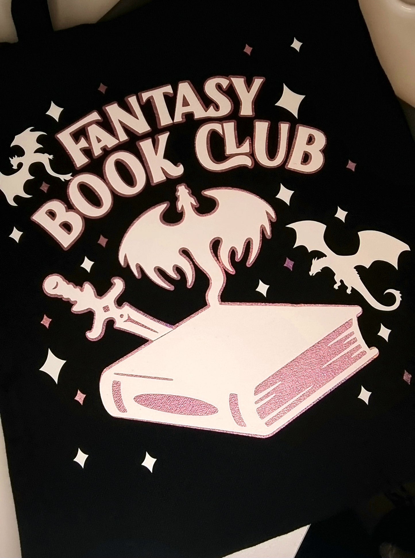 Fantasy Book Club Tote Bag with pink detail