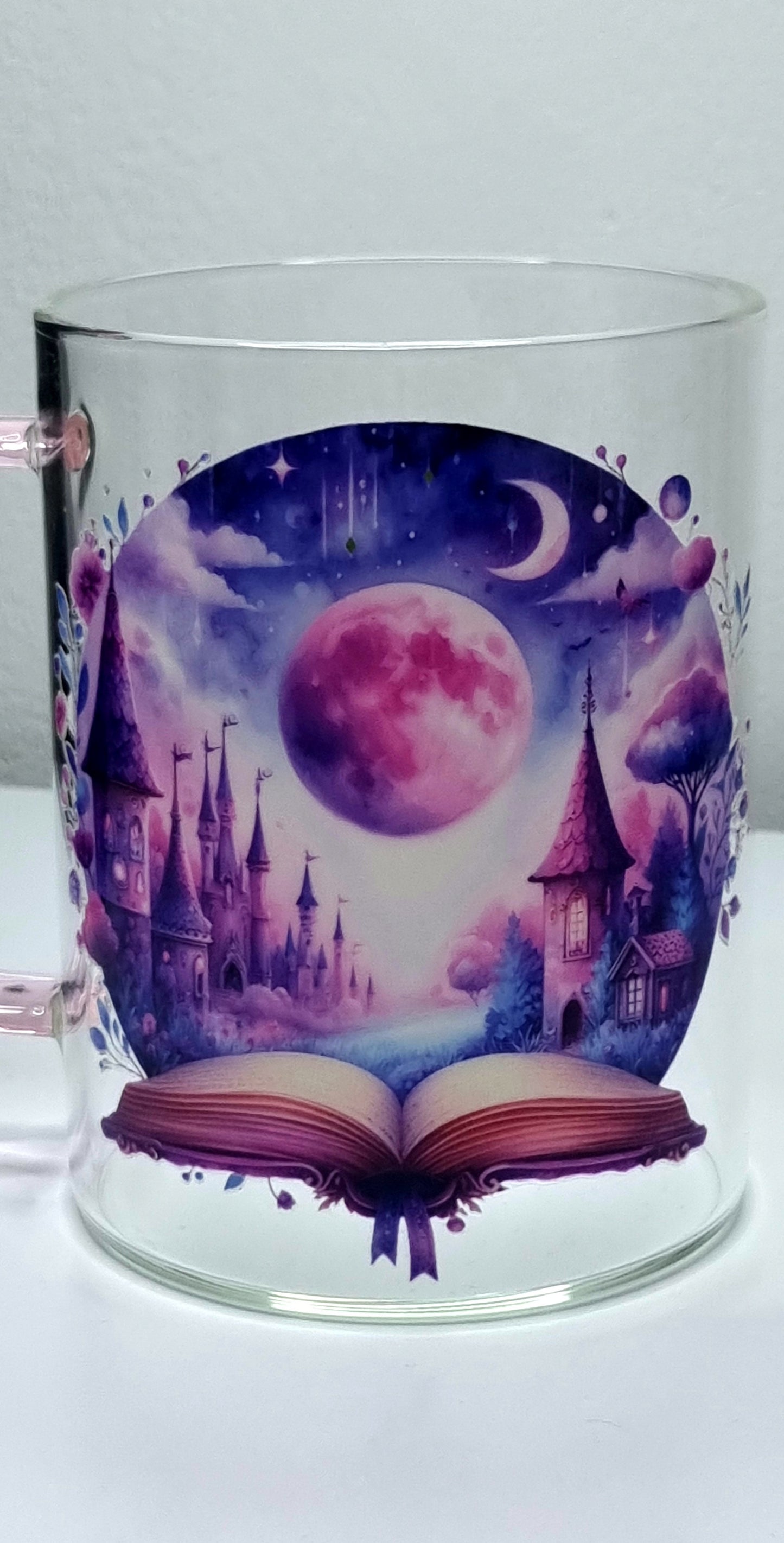 Fairytale Dreams Glass Mug with pink handle