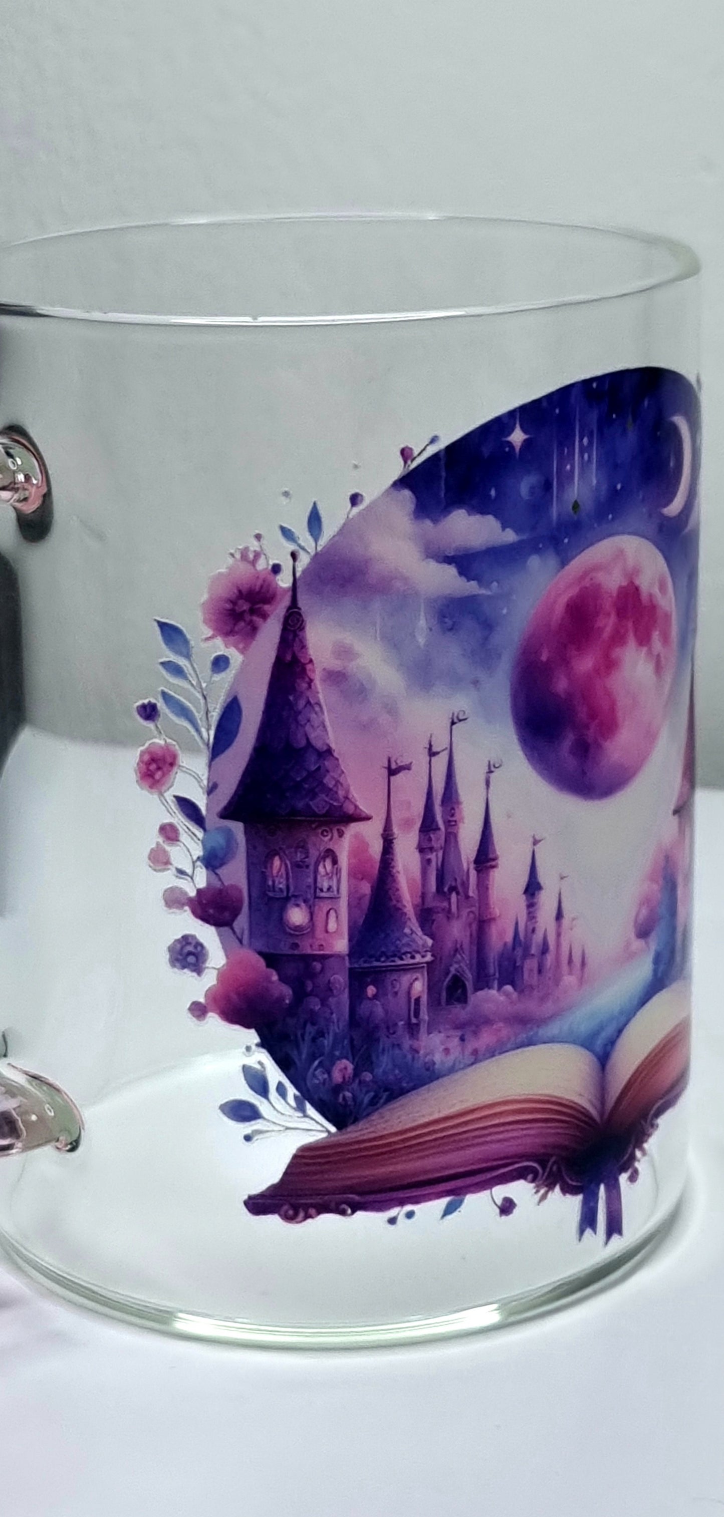 Fairytale Dreams Glass Mug with pink handle