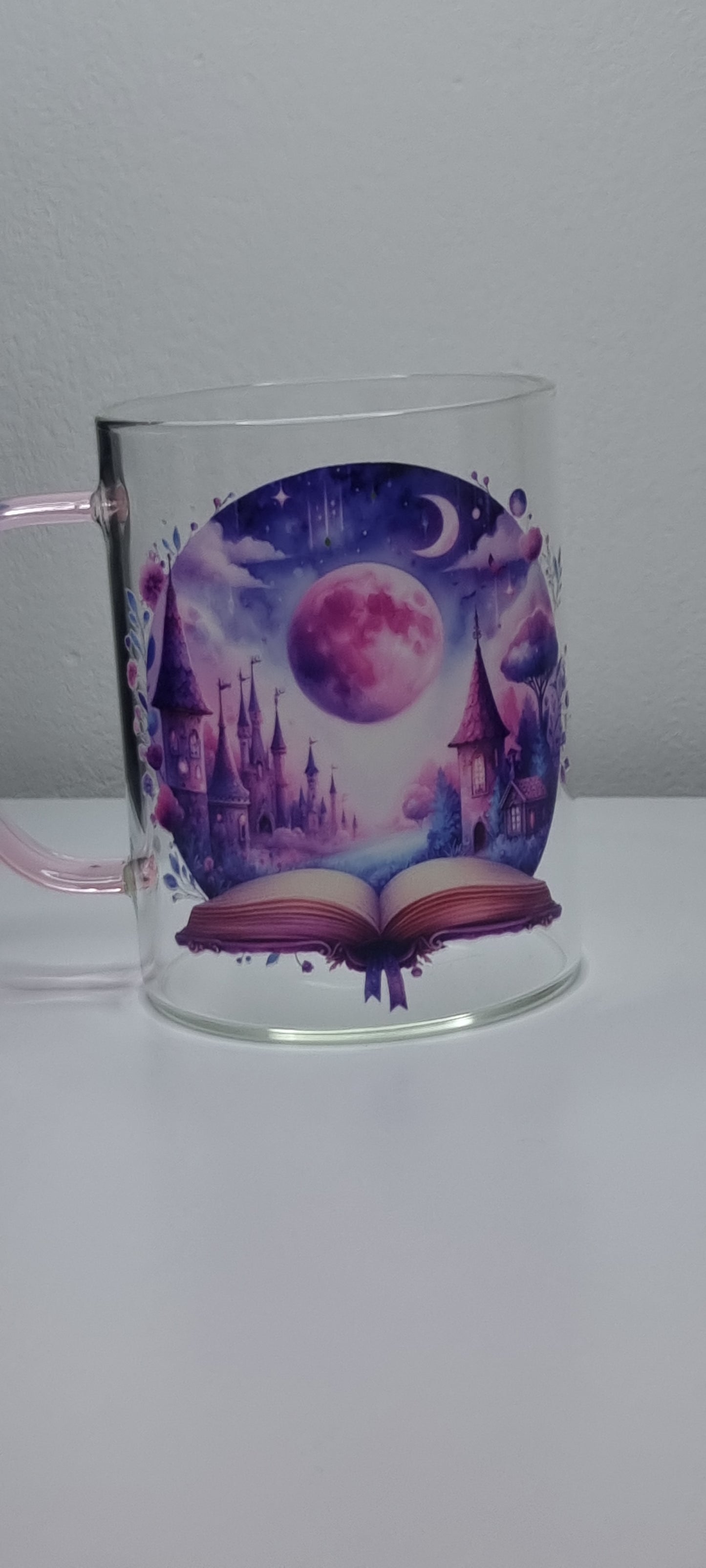 Fairytale Dreams Glass Mug with pink handle