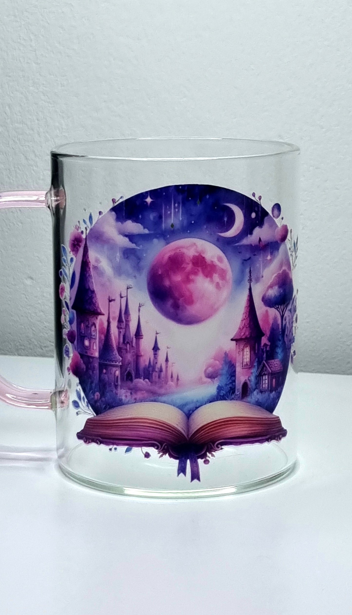 Fairytale Dreams Glass Mug with pink handle