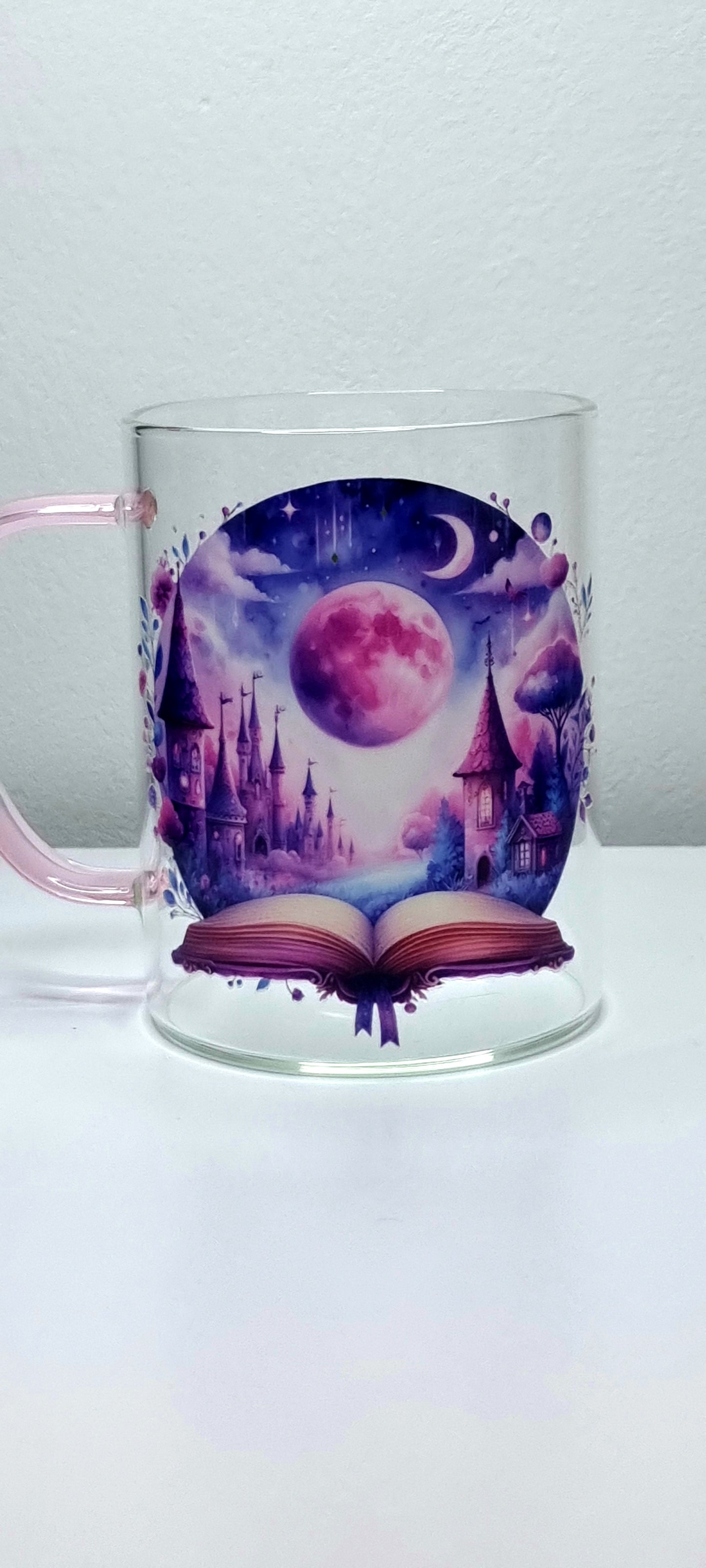 Fairytale Dreams Glass Mug with pink handle