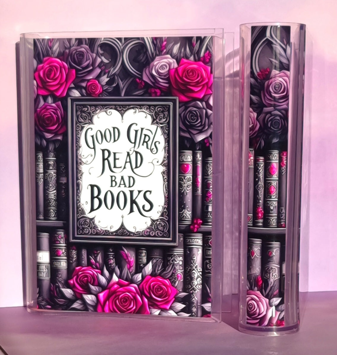 Good Girls Read Bad Books Pink Book Case/Vase Acrylic