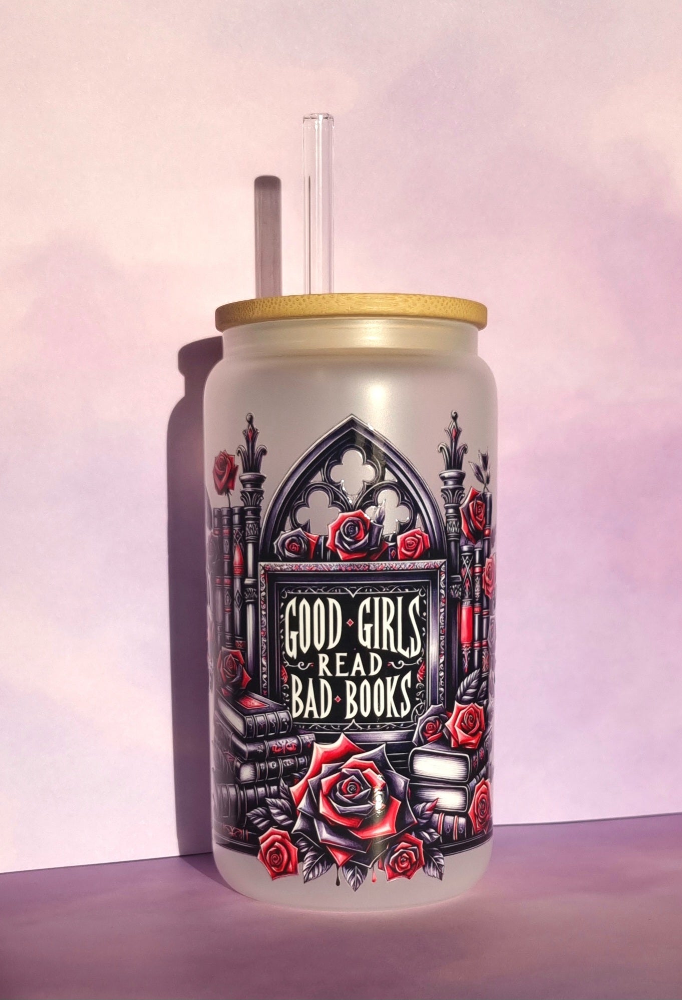 Good Girls Bookclub Red Frosted Glass Cup 500ml