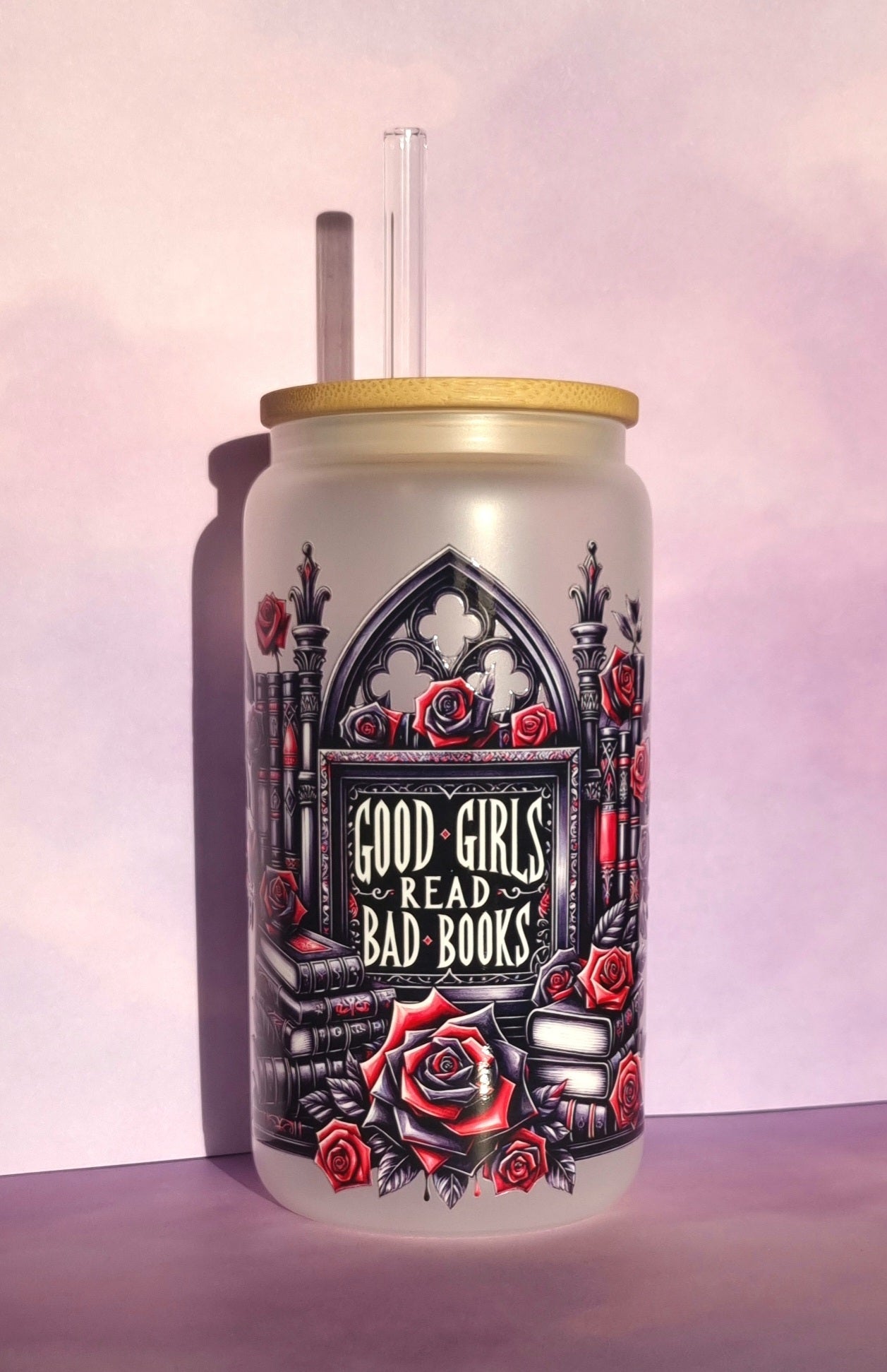 Good Girls Bookclub Red Frosted Glass Cup 500ml