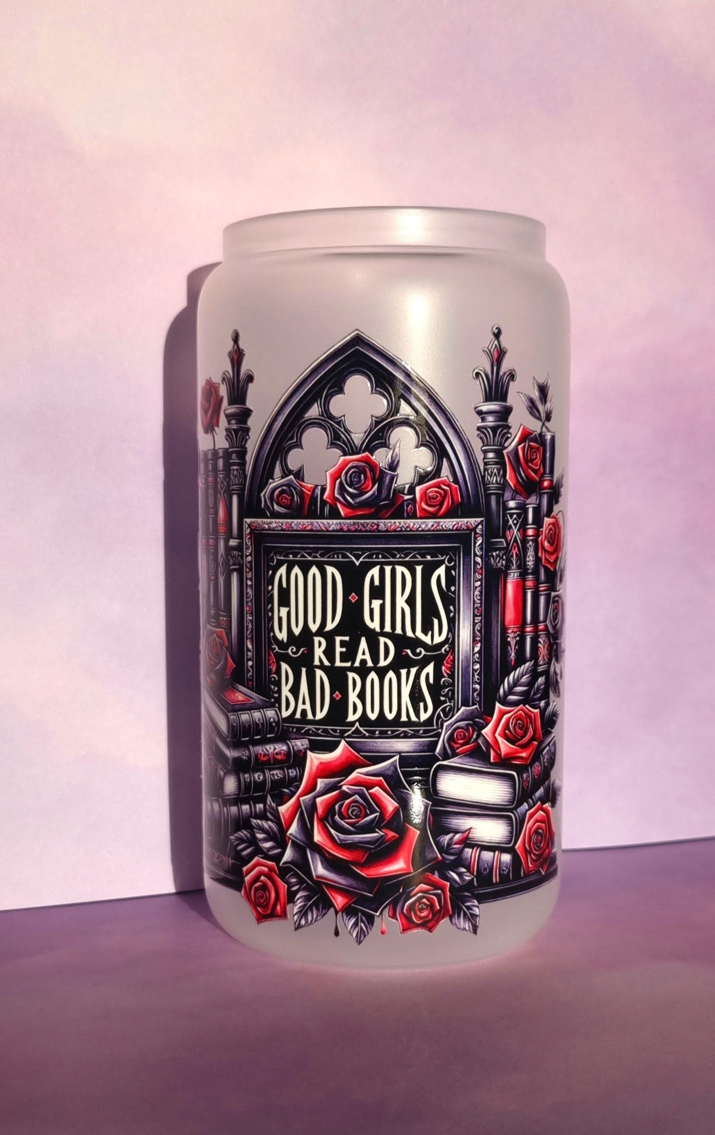 Good Girls Bookclub Red Frosted Glass Cup 500ml