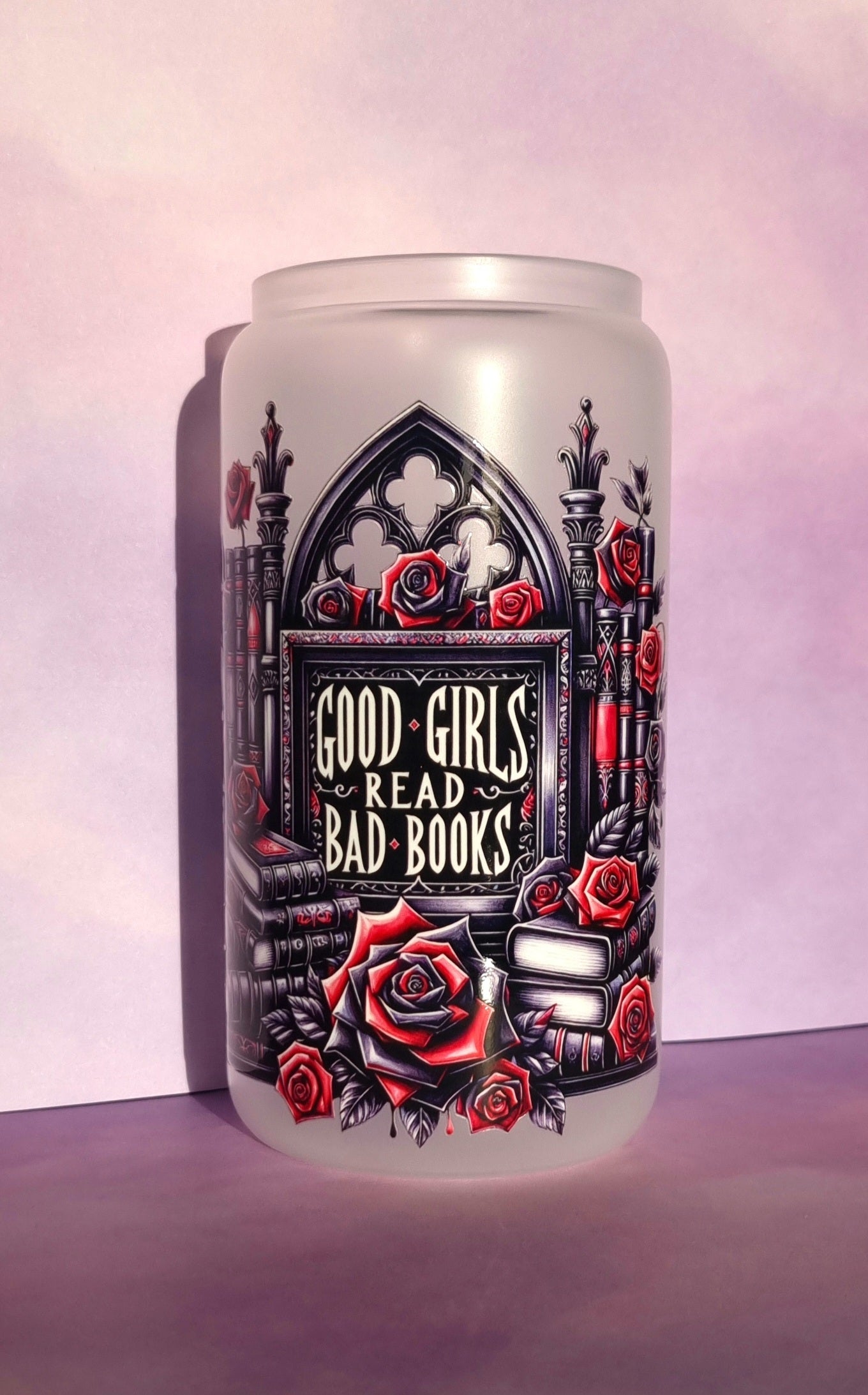 Good Girls Bookclub Red Frosted Glass Cup 500ml