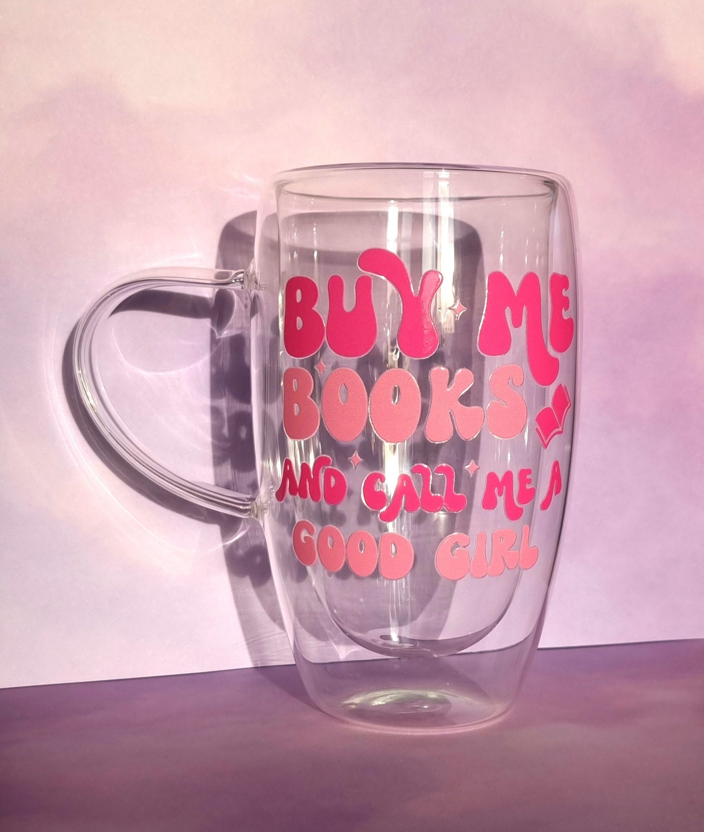 Buy Me Books Double Walled XL Glass Mug