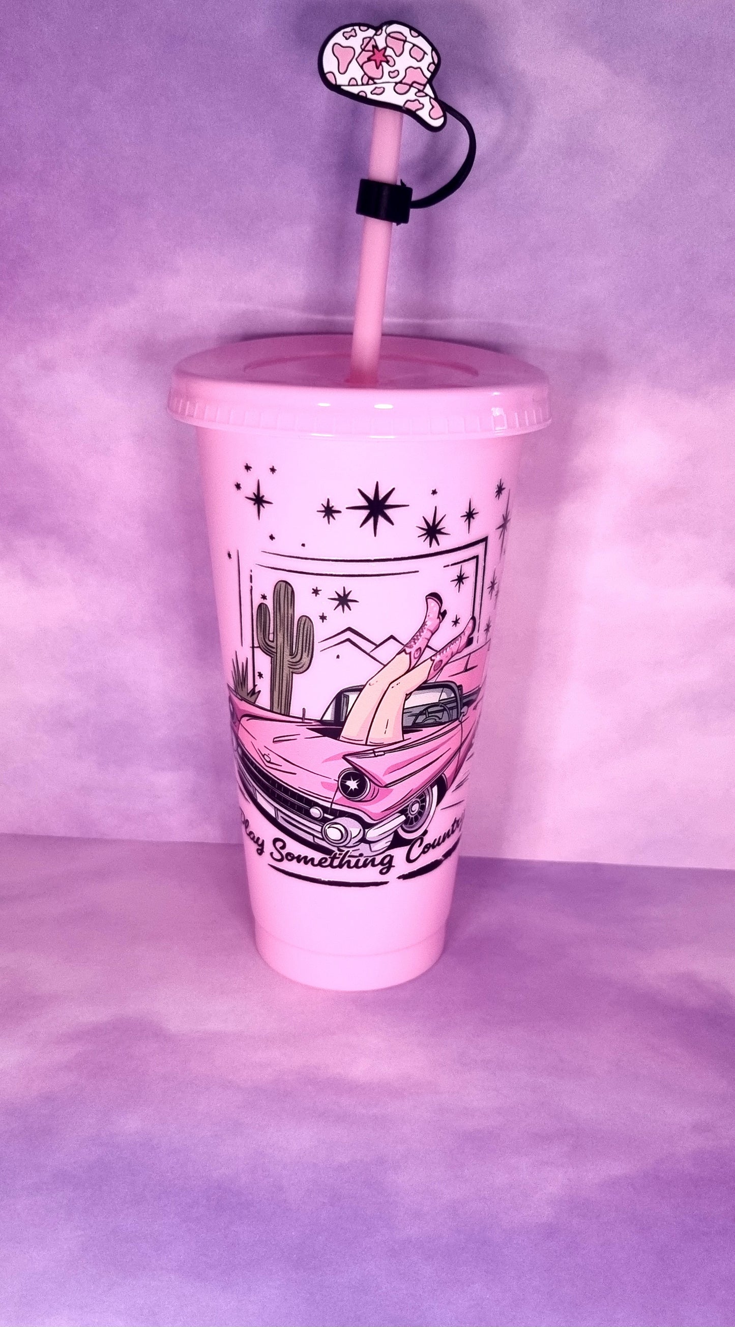 Cowgirl 'Play Something Country' Pink Tumbler Cup 700ml
