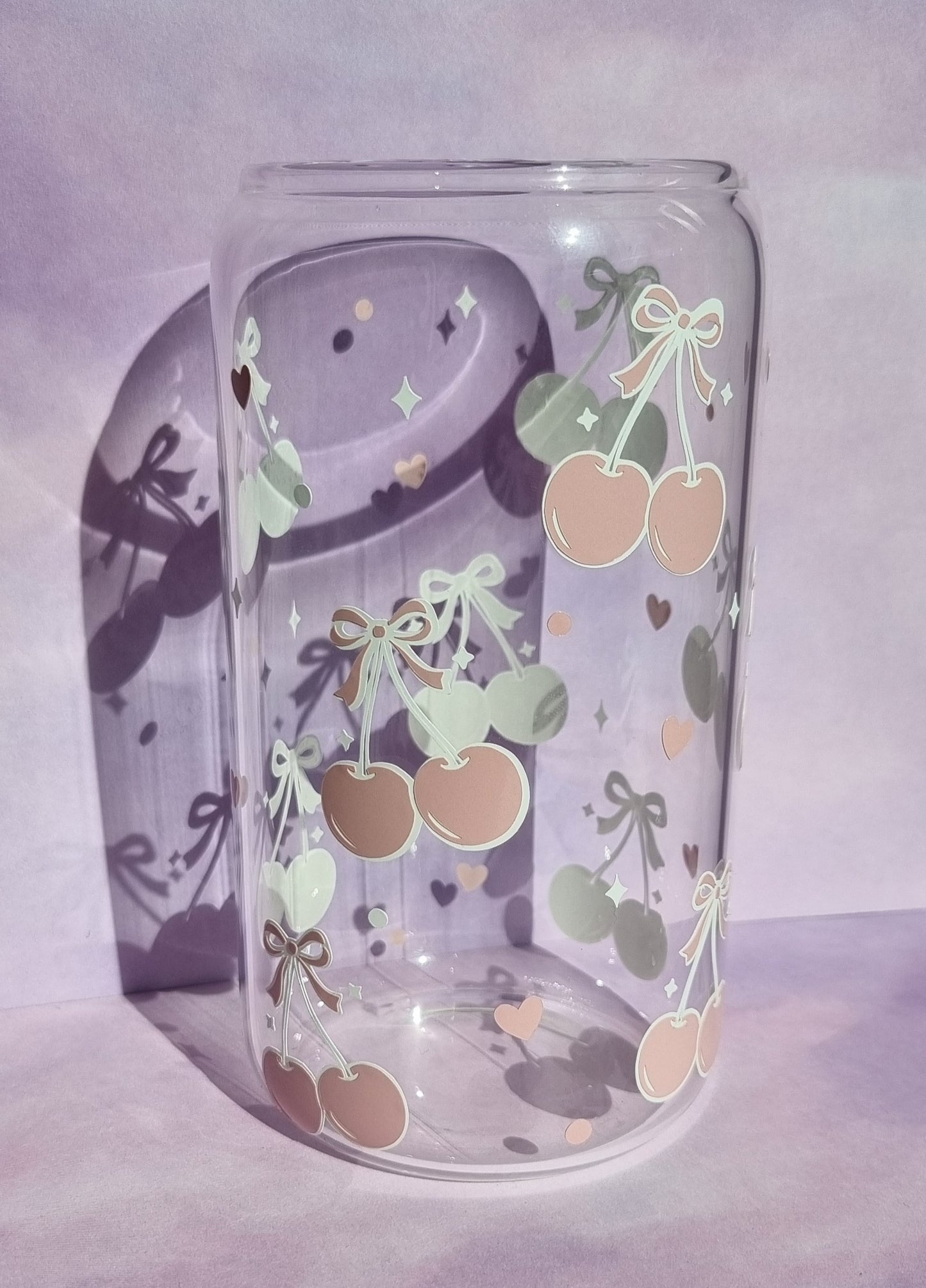 Bow Cherry Pink Glass Cup 500ml