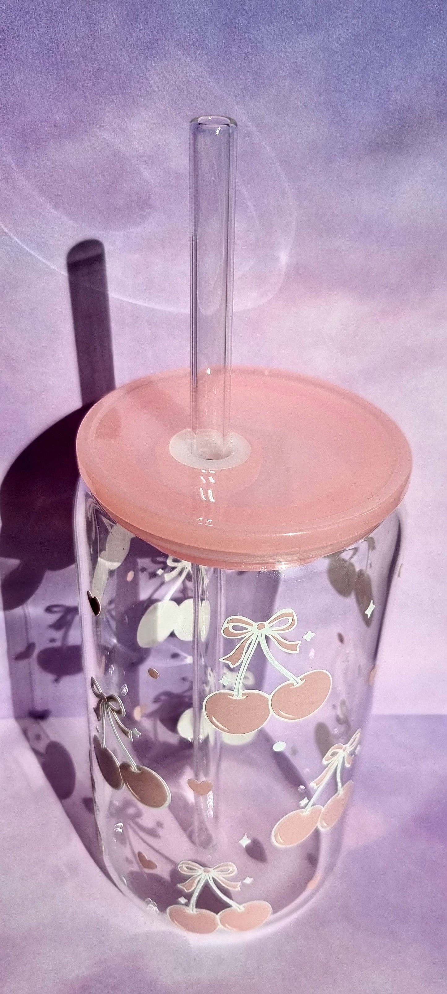 Bow Cherry Pink Glass Cup 500ml