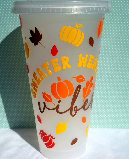 Sweater Weather Vibes Vinyl Print Tumbler 700ml