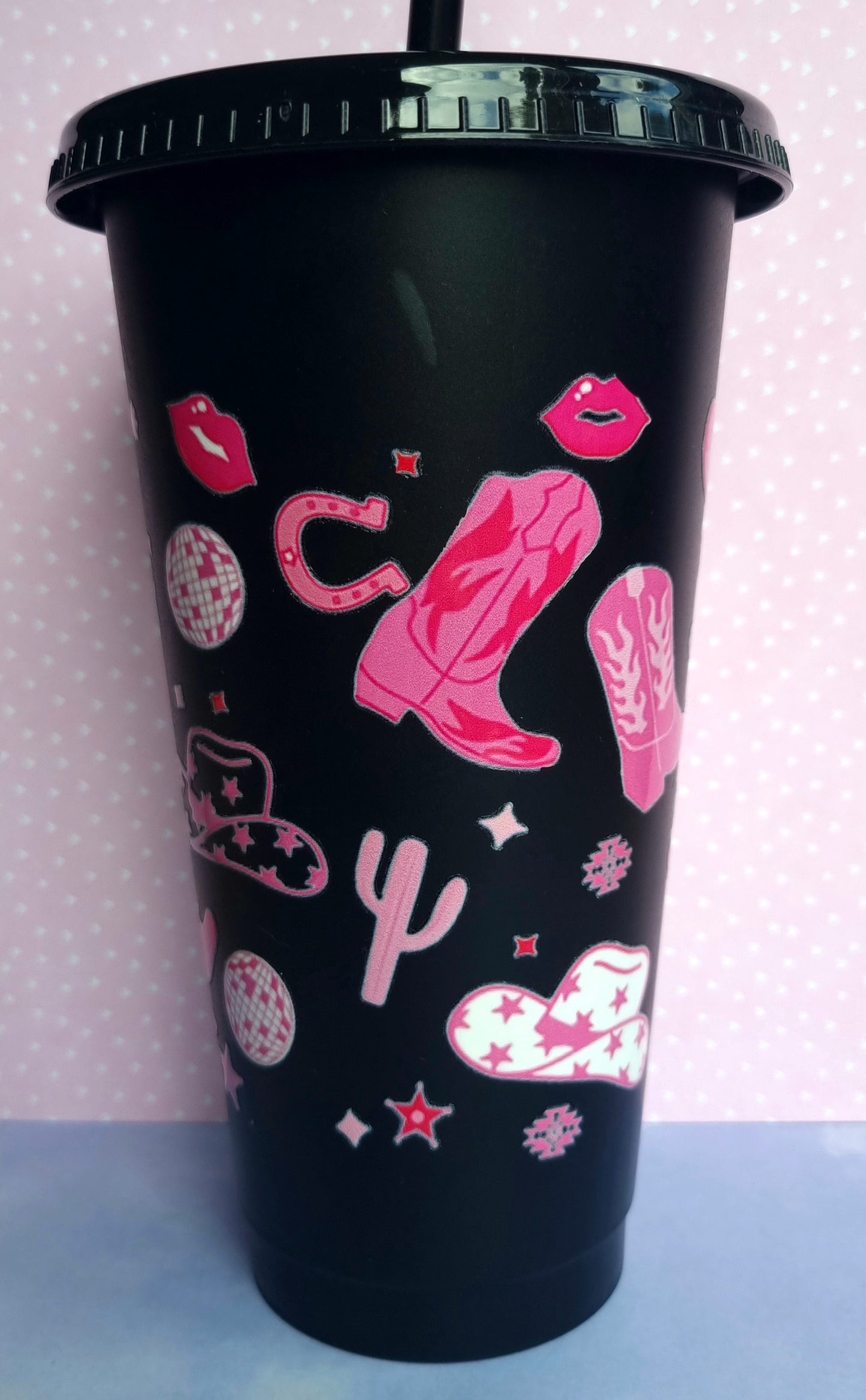 Cowgirl Print Black Tumbler 700ml