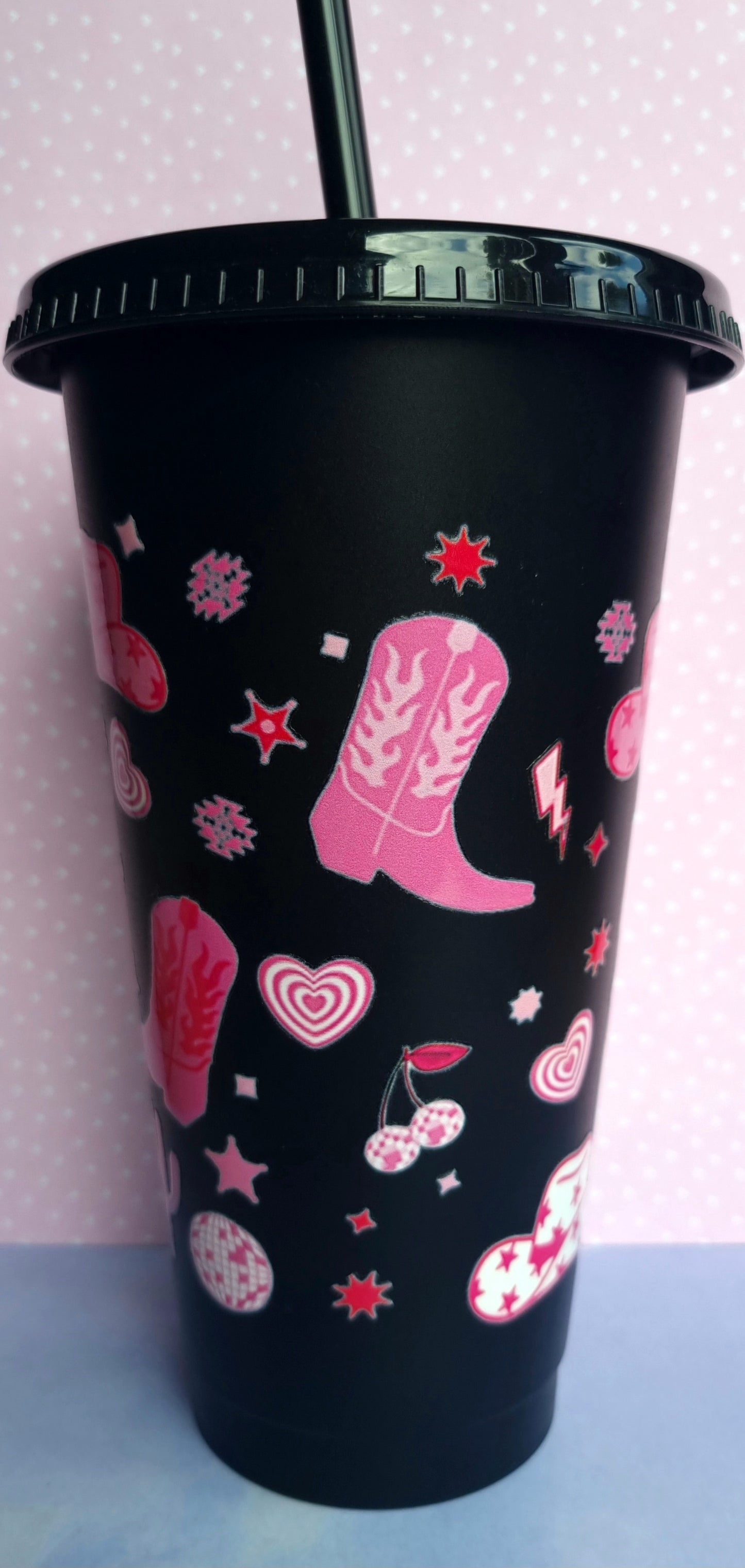 Cowgirl Print Black Tumbler 700ml