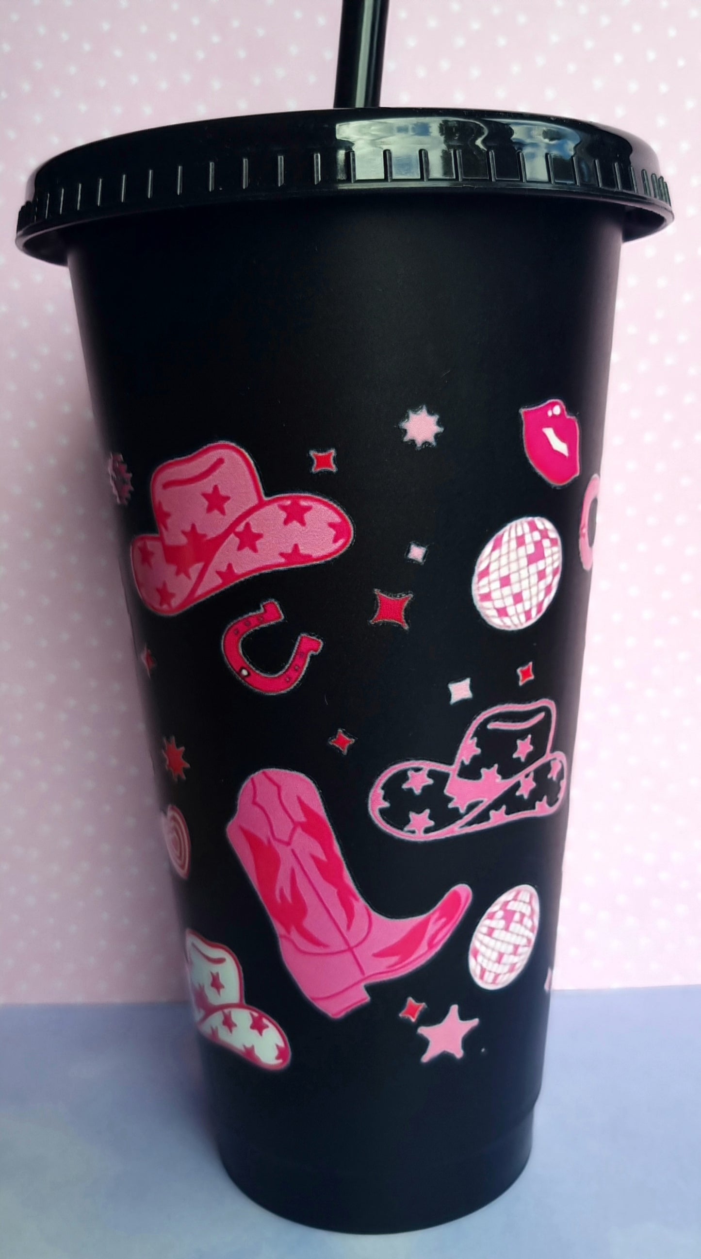 Cowgirl Print Black Tumbler 700ml