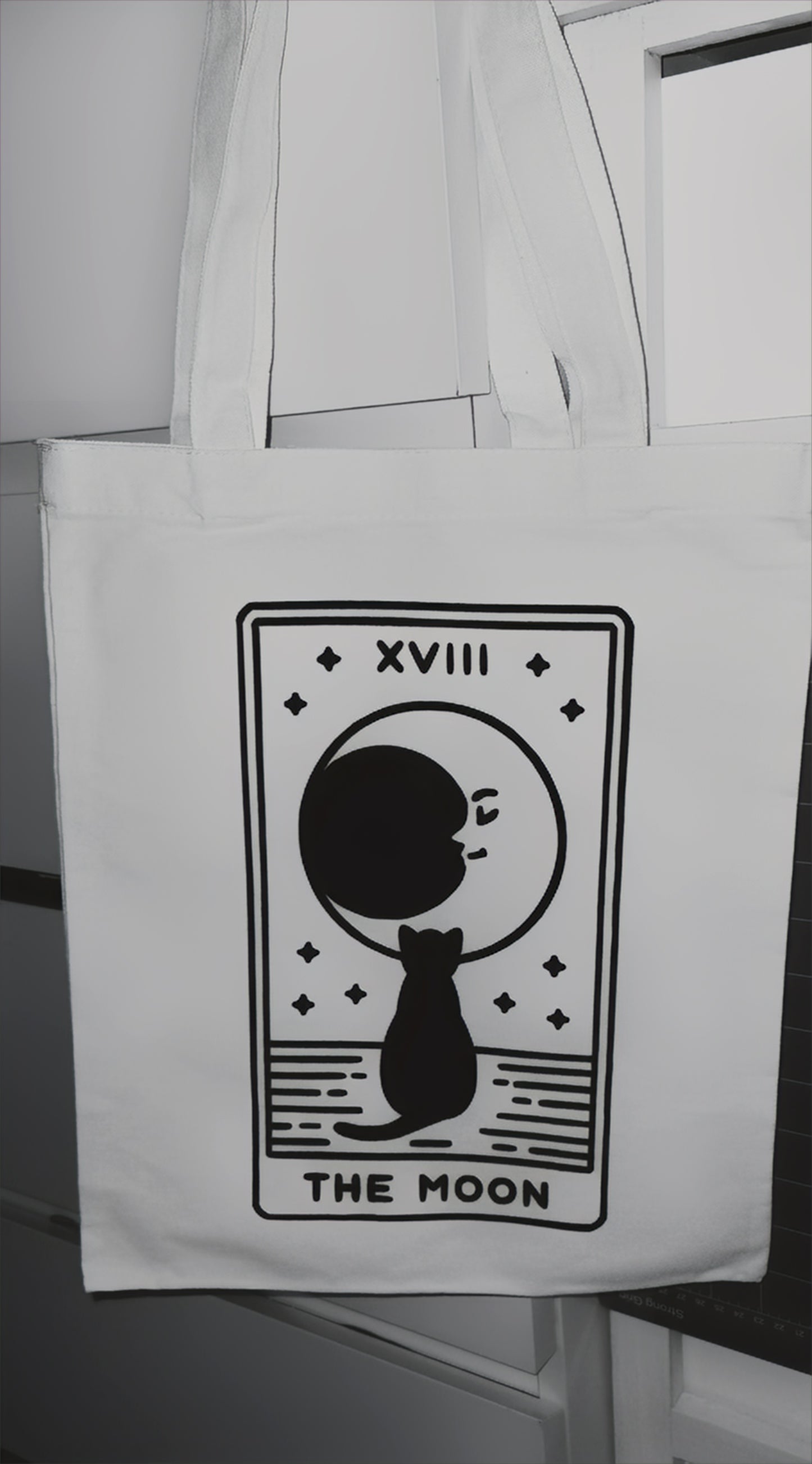 'The Moon' Tarot Cat Puff/3D Print Tote Bag