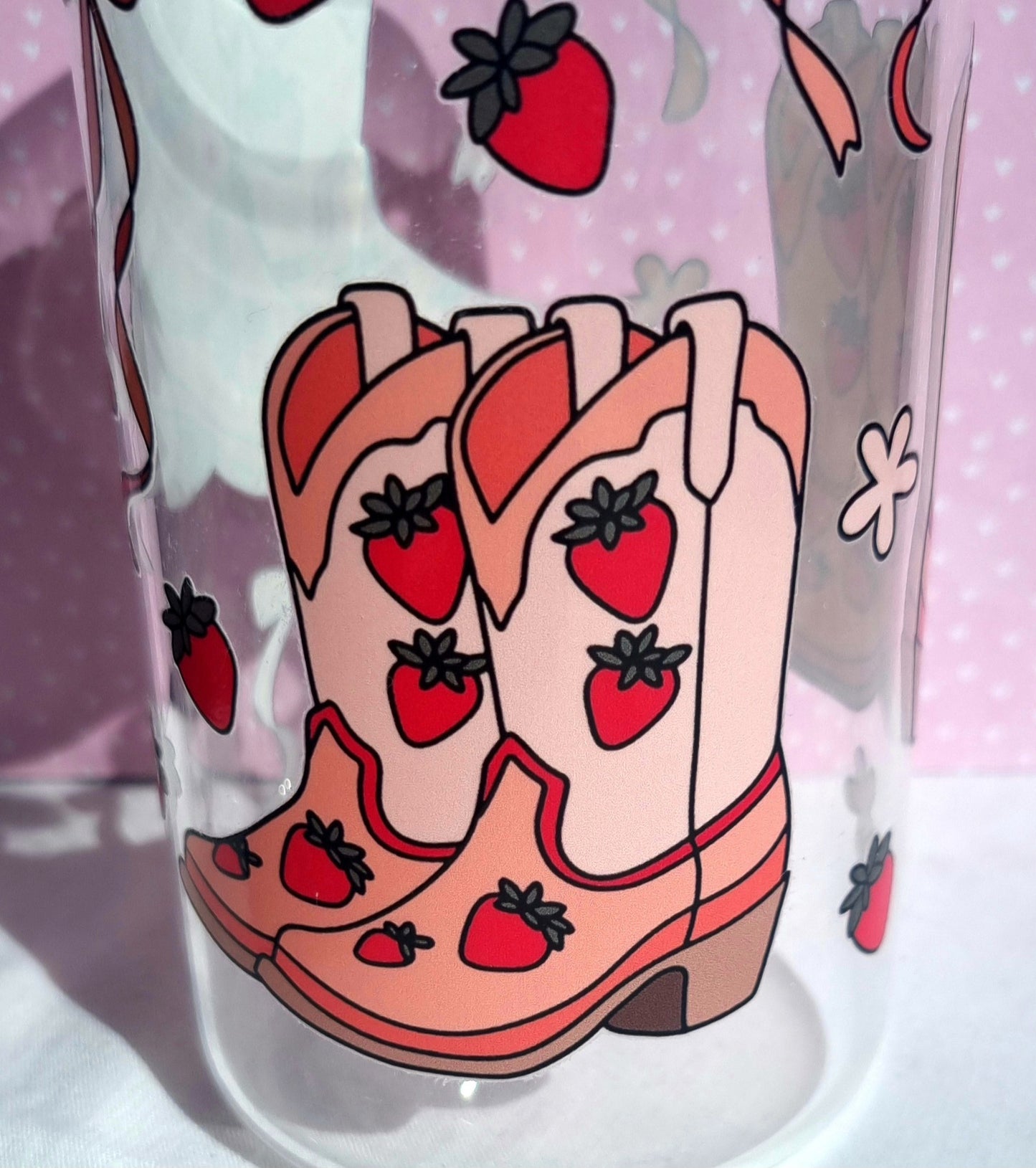 Cowgirl Boots Print Glass Cup 500ml