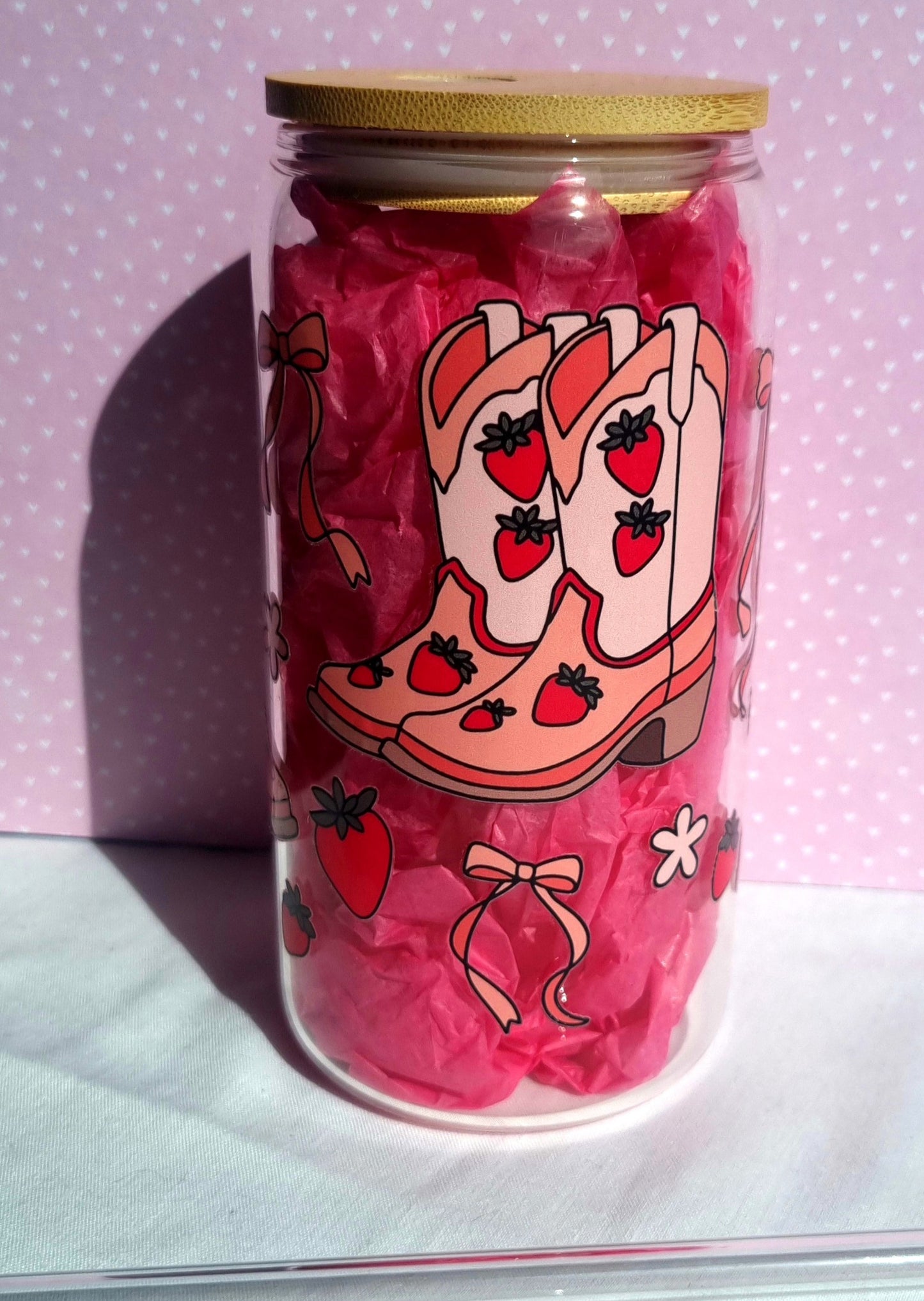 Cowgirl Boots Print Glass Cup 500ml