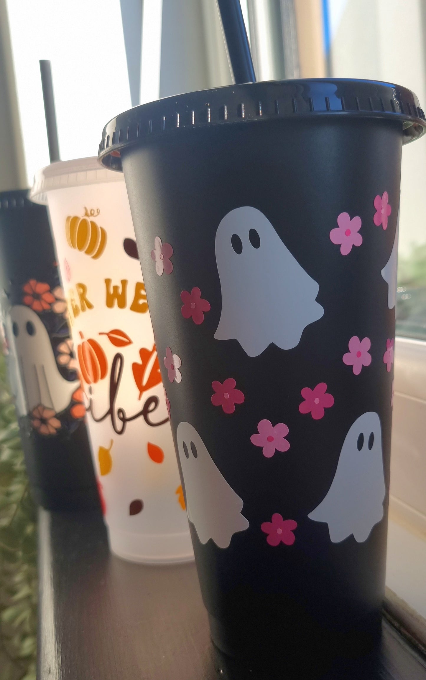 Cute Ghost Print Black Tumbler 700ml