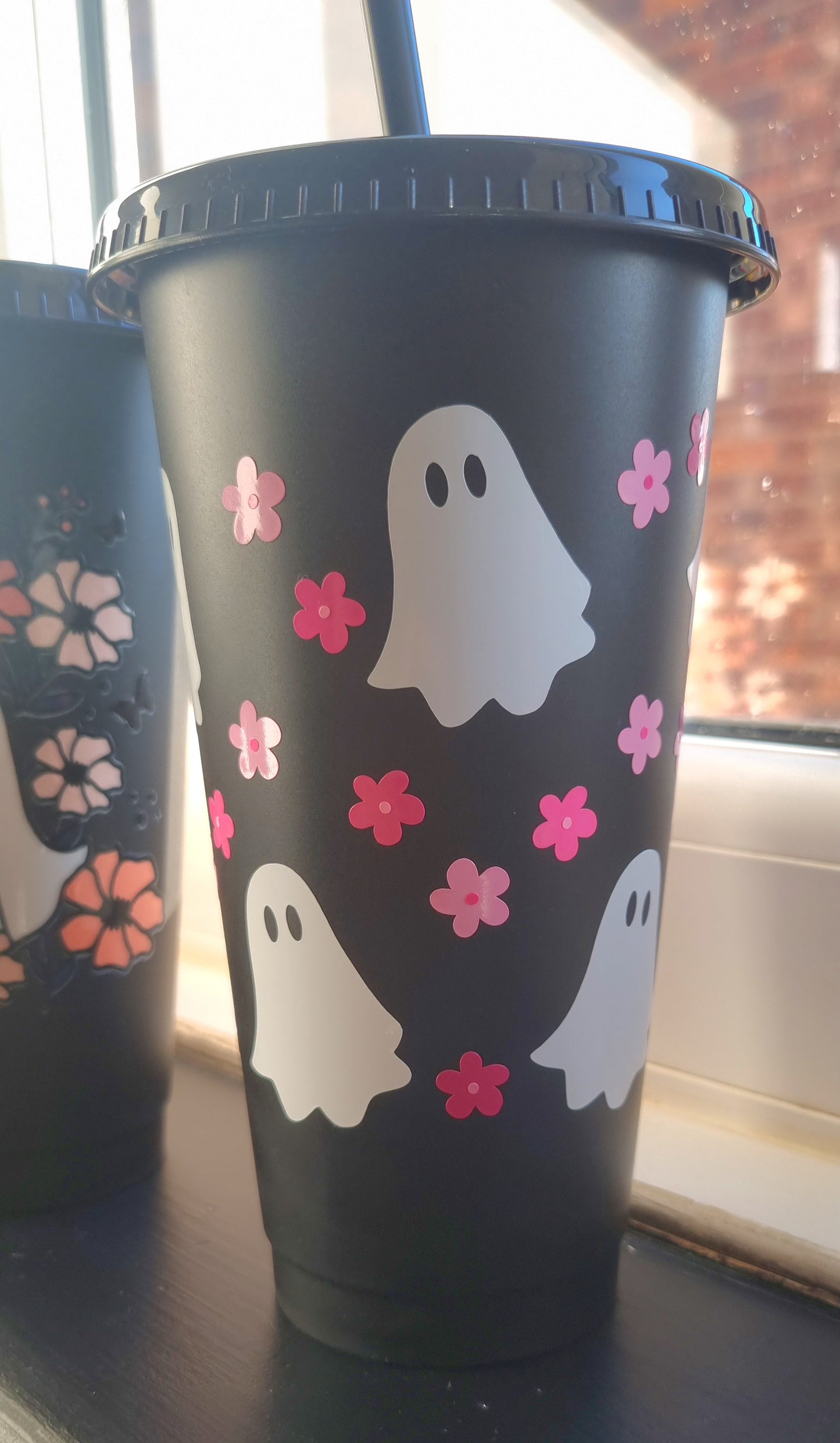 Cute Ghost Print Black Tumbler 700ml