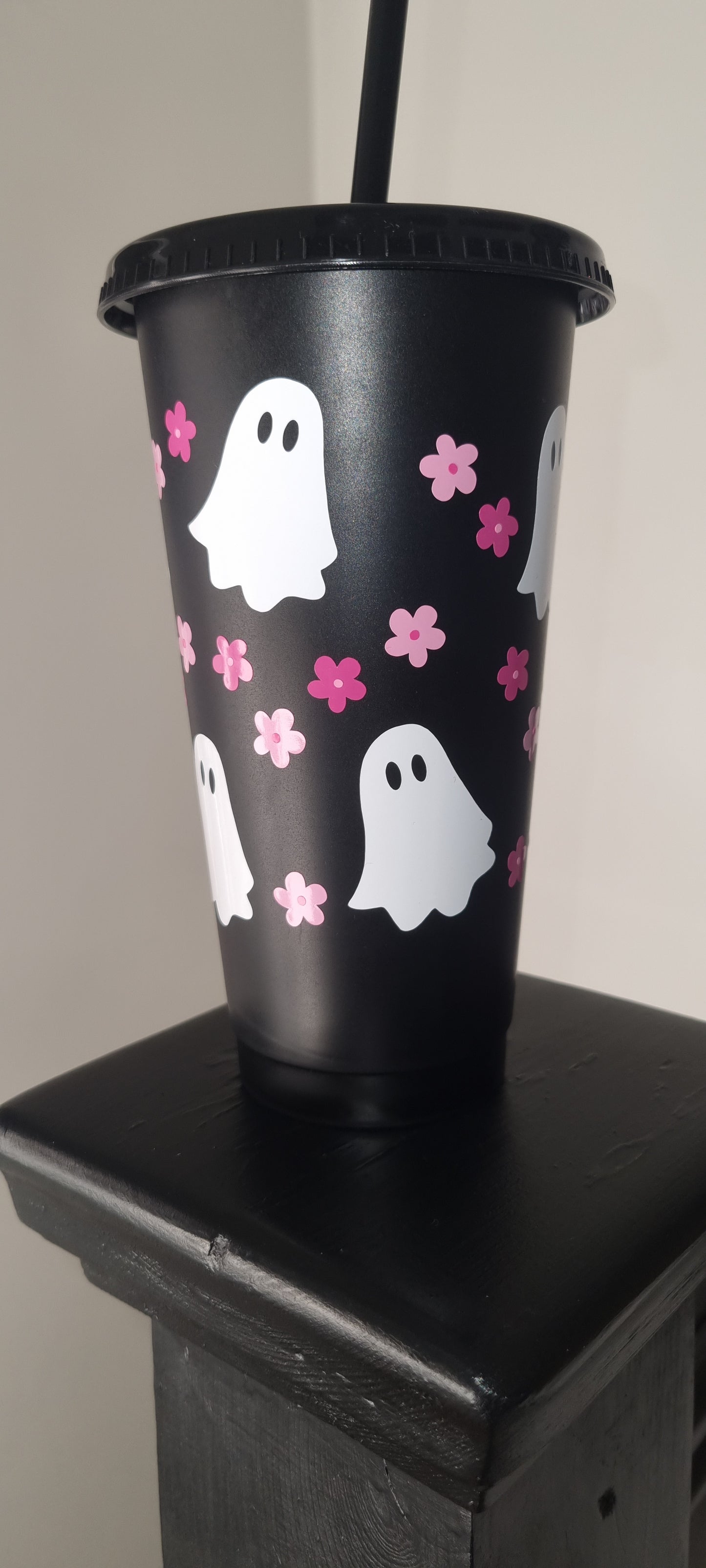 Cute Ghost Print Black Tumbler 700ml