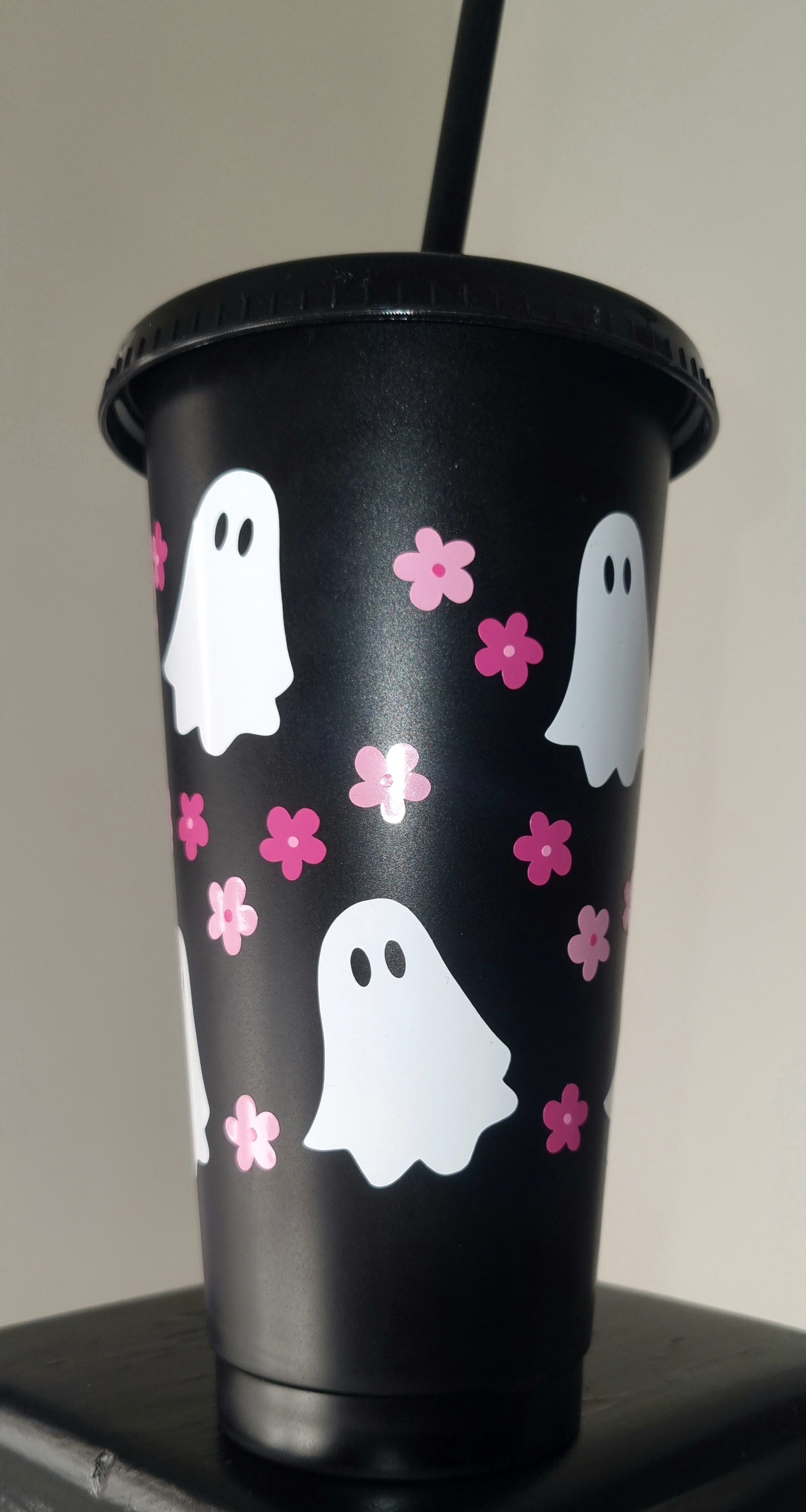 Cute Ghost Print Black Tumbler 700ml