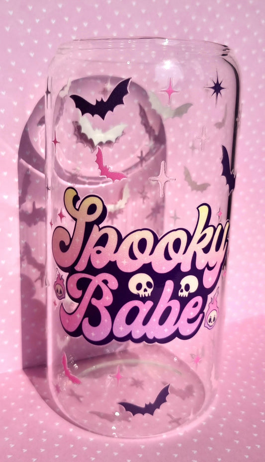 Spooky Babe Print Glass Cup 500ml