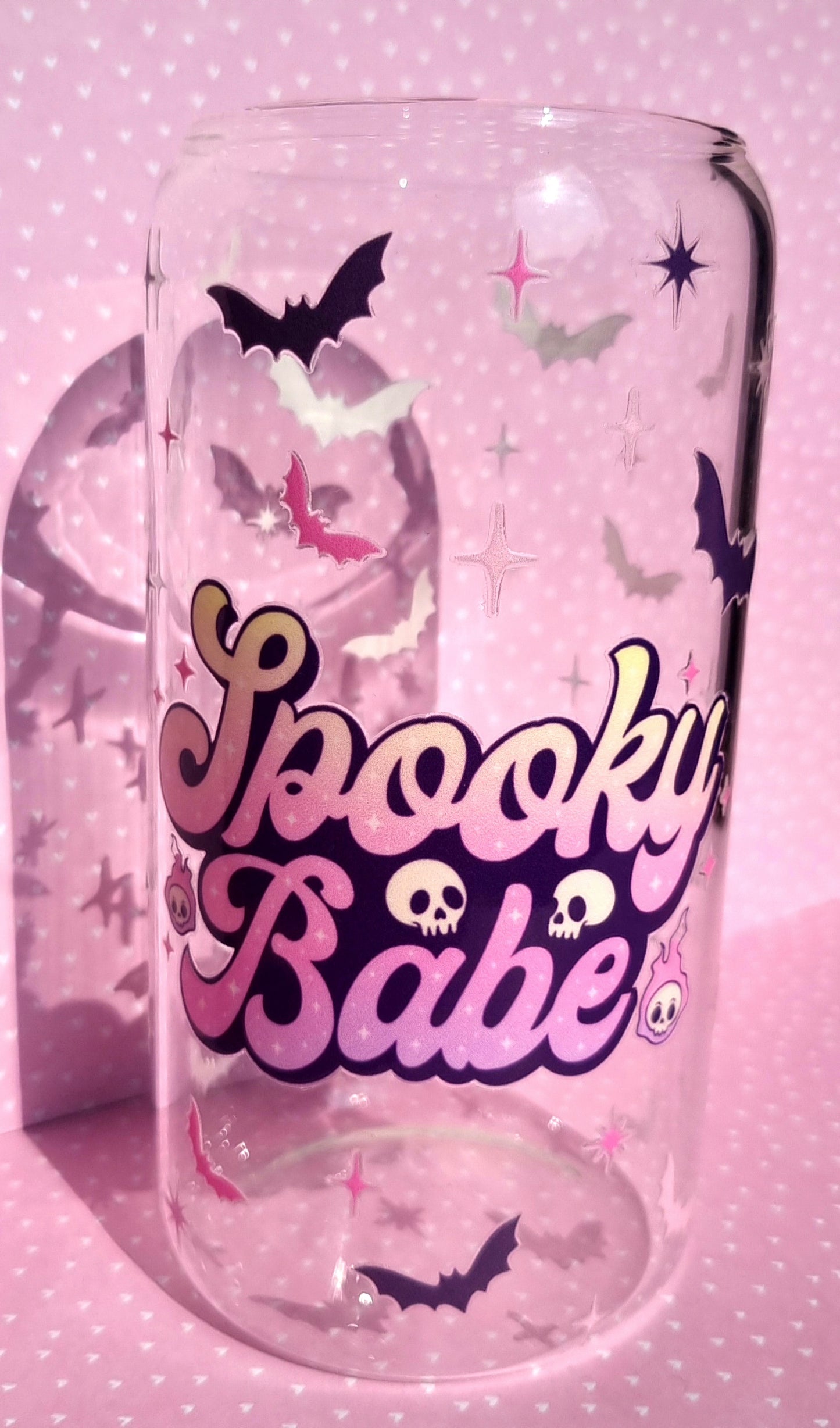 Spooky Babe Print Glass Cup 500ml