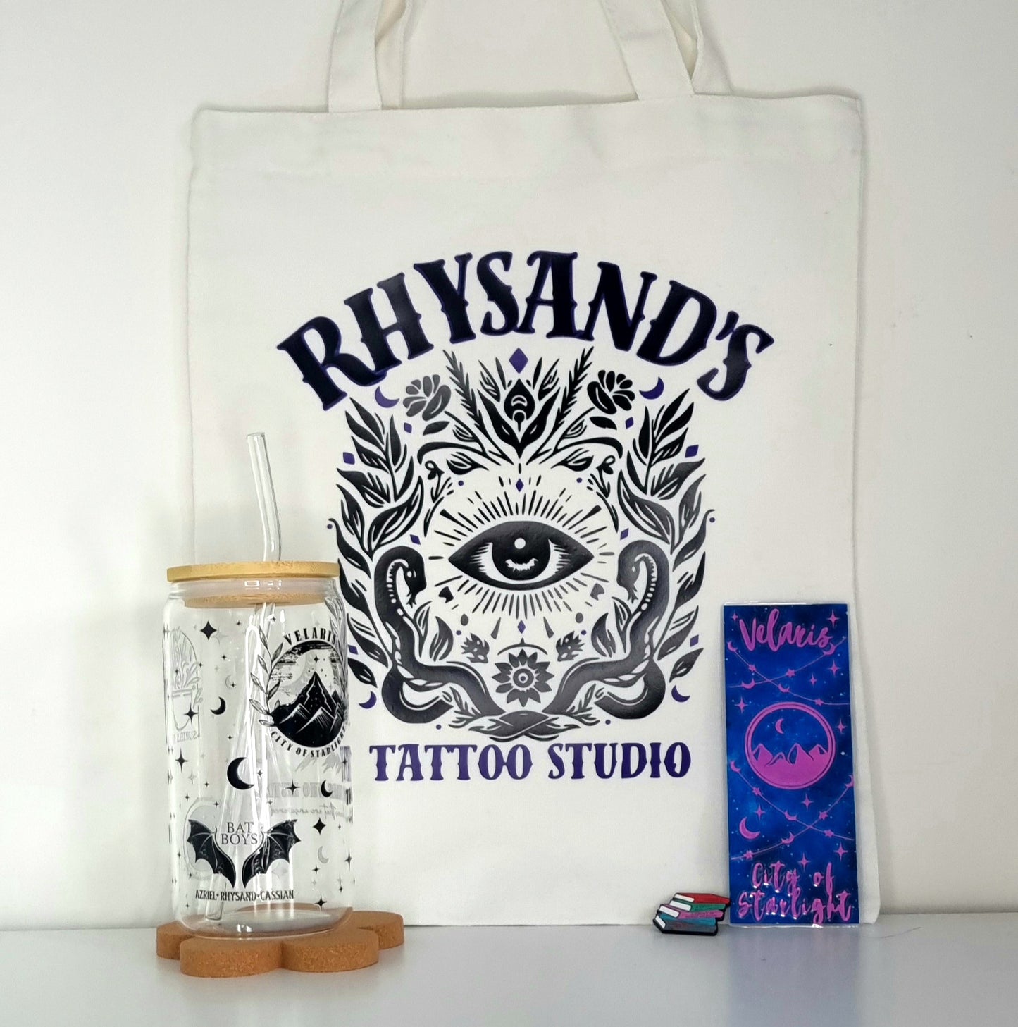 Rhysand's Tattoo Studio Tote Bag ACOTAR MERCH VELARIS BAT BOYS