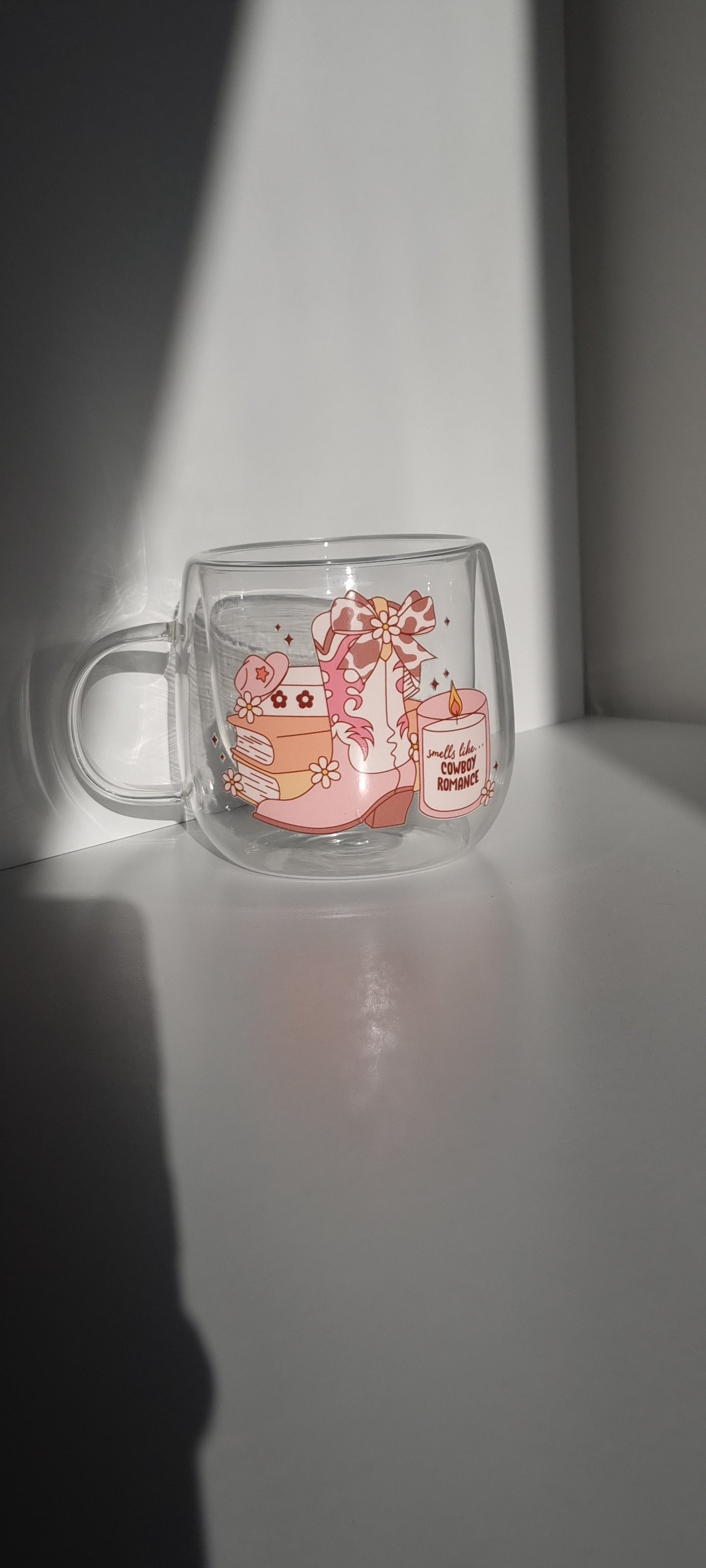 Cowboy Romance Double Walled Latte Glass Mug