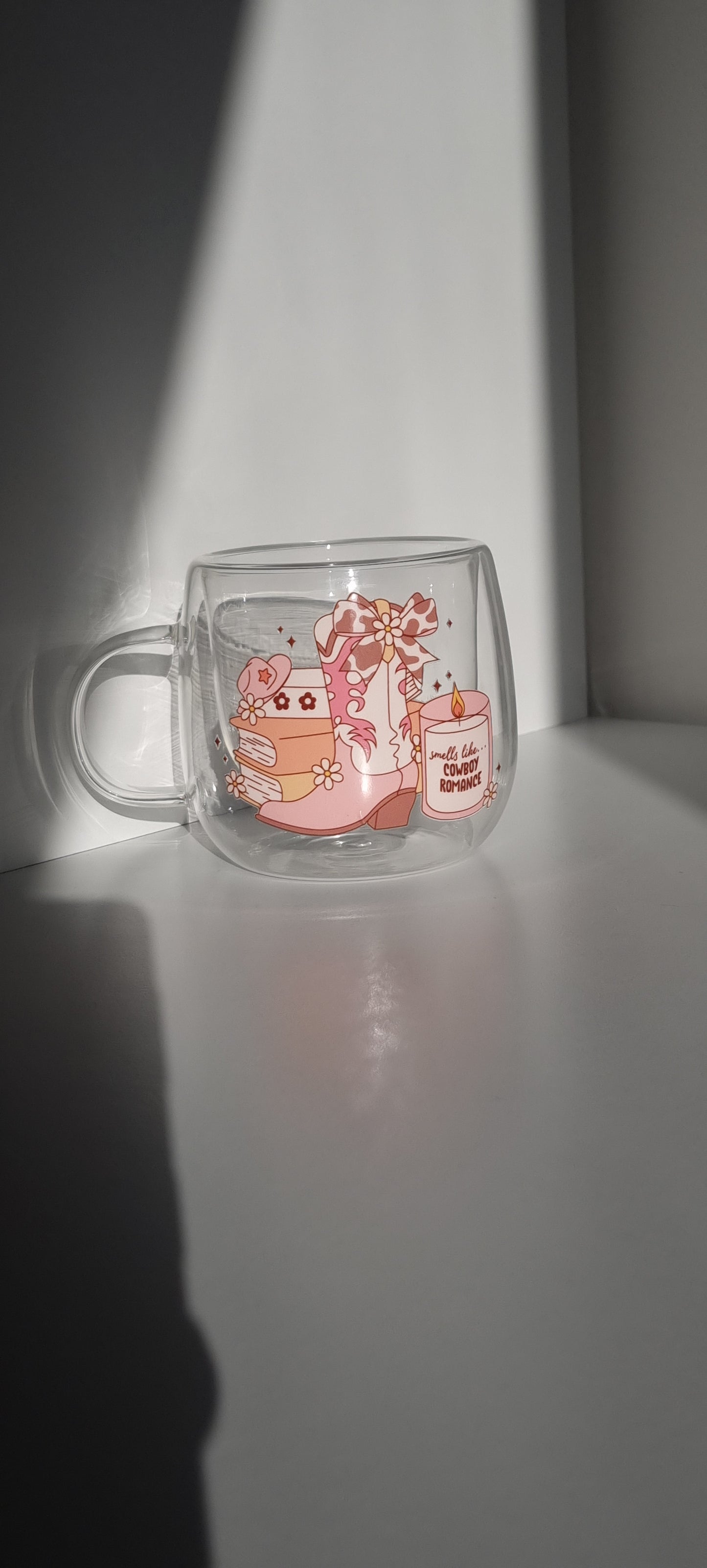 Cowboy Romance Double Walled Latte Glass Mug