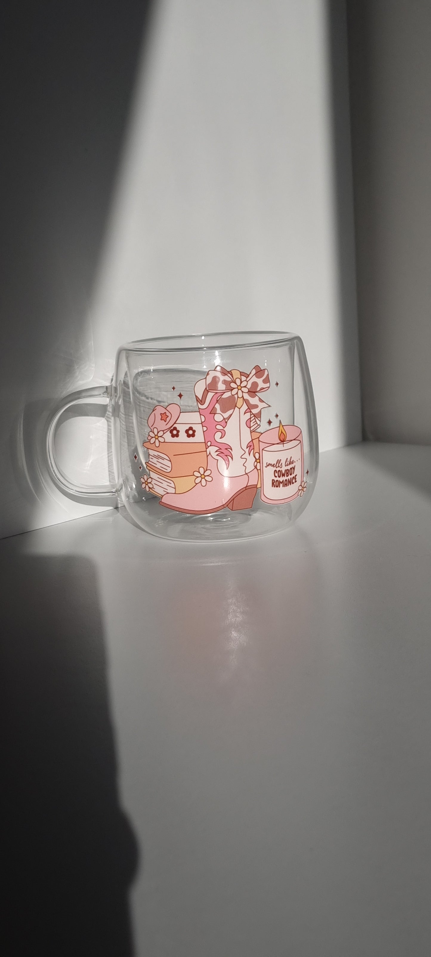 Cowboy Romance Double Walled Latte Glass Mug