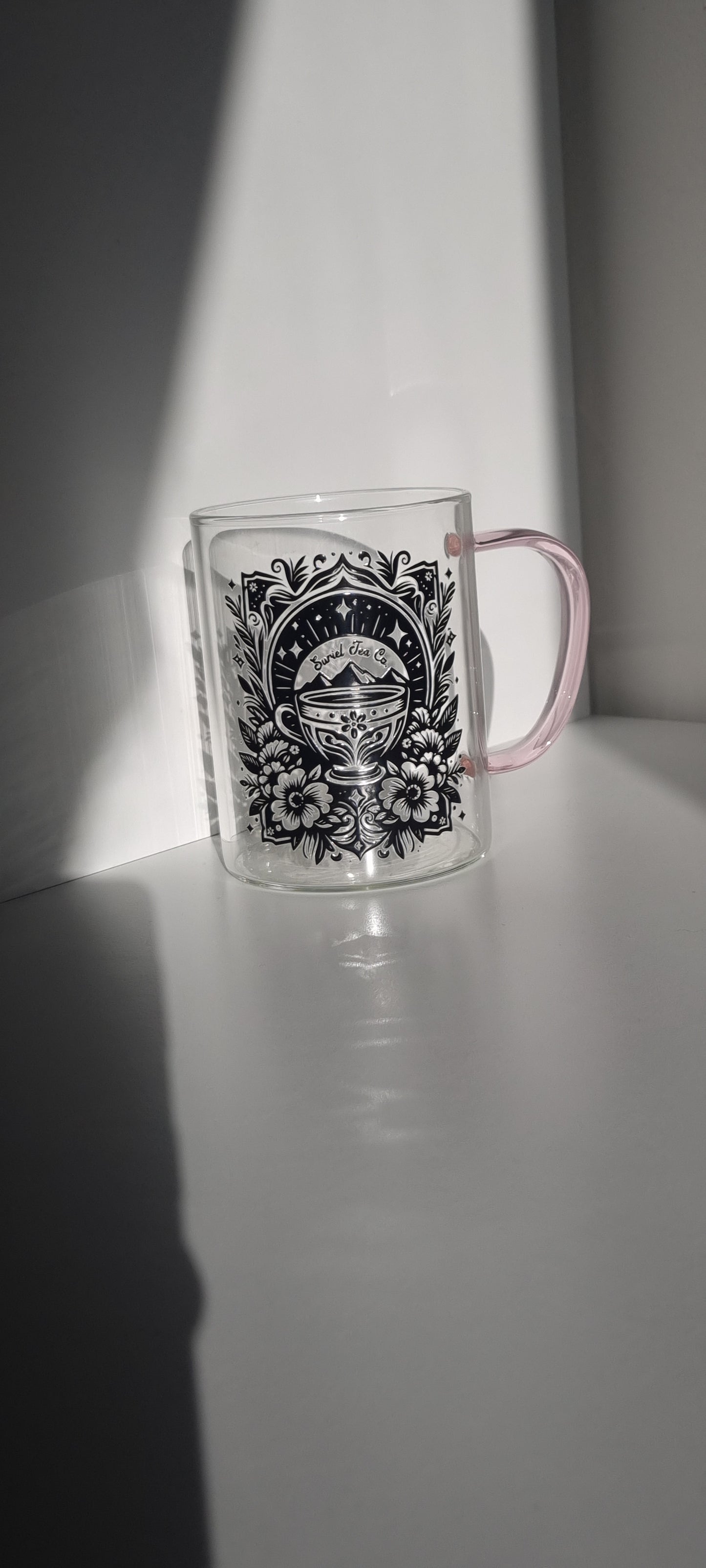 ACOTAR Suriels Tea Glass Mug with pink handle