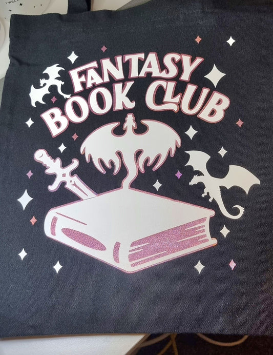 Fantasy Book Club Tote Bag with pink detail