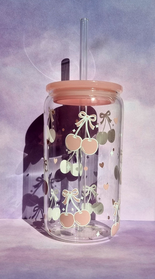 Bow Cherry Pink Glass Cup 500ml
